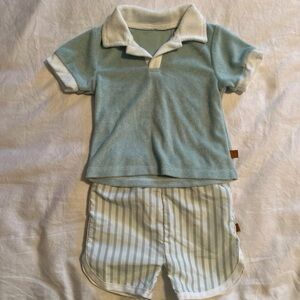 Blue and White Striped Toddler Outfit